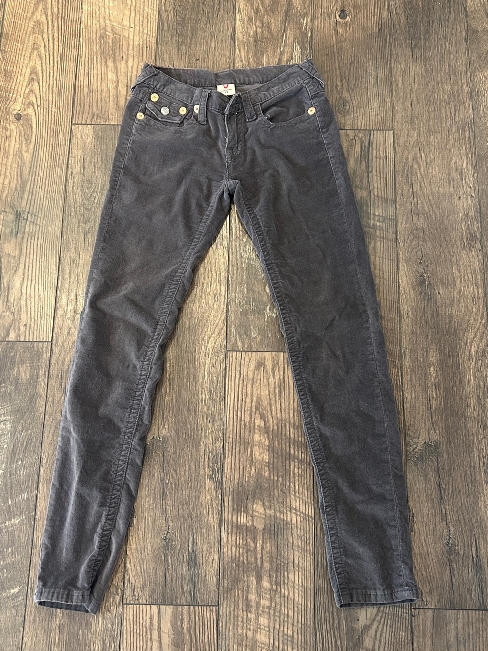 True Religion Joey Bootcut Corduroy Pants Womens 29x30 Cotton Blend Gray